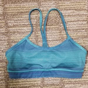 Blue/Teal Striped Lululemon Flow Y Sports Bra